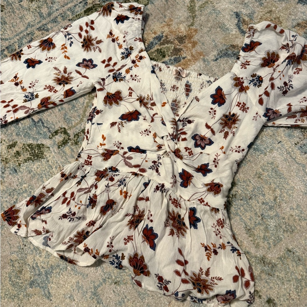 Floral Print Long Sleeve Blouse